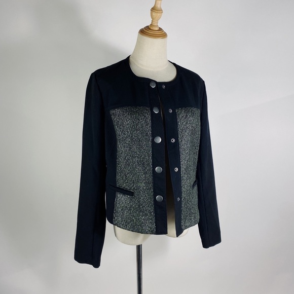 CAbi Jackets & Blazers - CABI Panel Media Black Snap Front Blazer Jacket Black Womens Medium